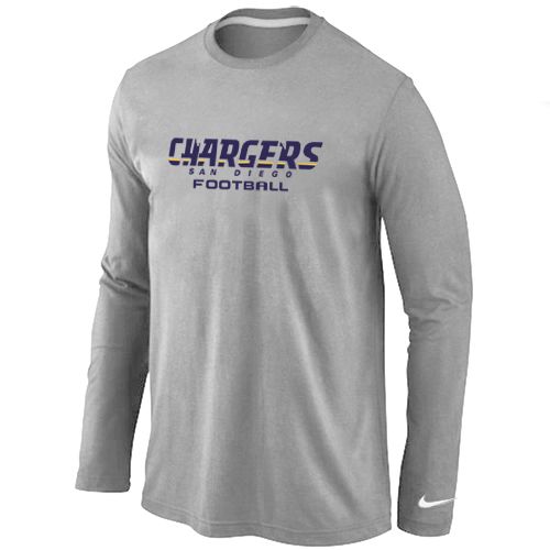 Nike Los Angeles Chargers Authentic Font Long Sleeve NFL T-Shirt - Grey